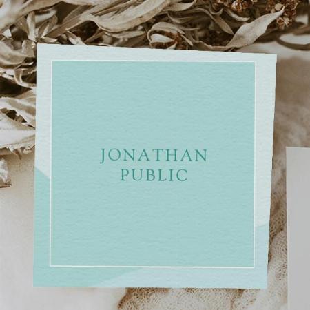 Elegant Green Simple Professional Customized Square Visiting Card