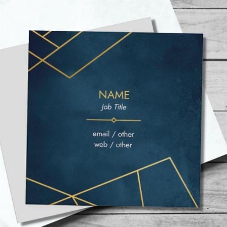 Blue And Gold LIne Design Customized Square Visiting Card