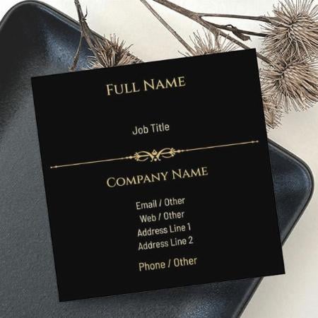 Art & Entertainment Black And Gold Customized Square Visiting Card