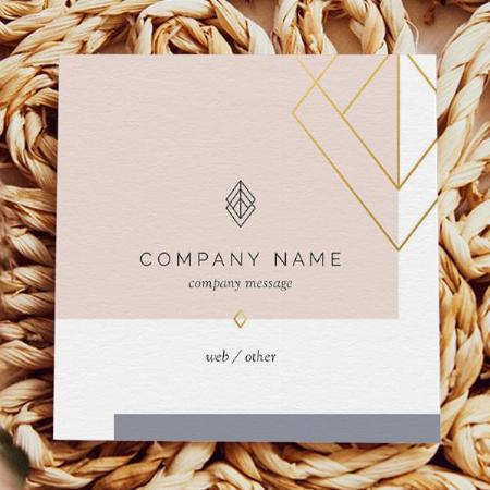 Geometrical Gold Line Design Customized Square Visiting Card