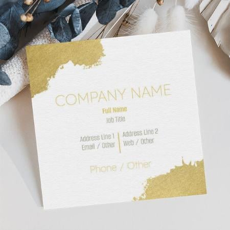 Gold And White Watercolor Design Customized Square Visiting Card