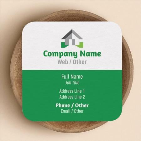 Green And White Home Design Customized Square Visiting Card