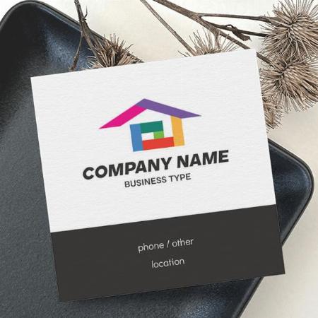 Multi Color House Logo Design Customized Square Visiting Card