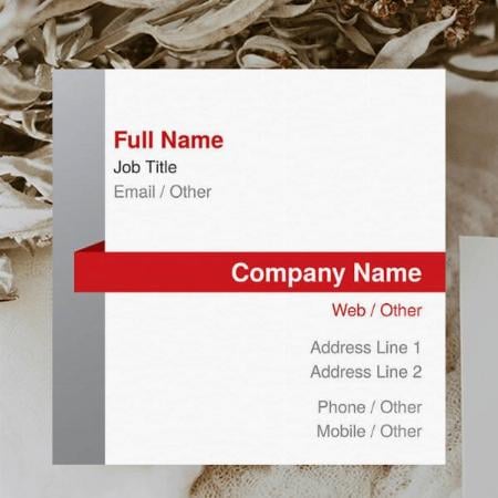 Red And Grey Color Customized Square Visiting Card