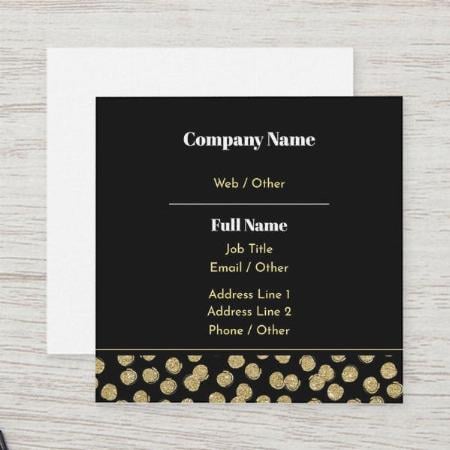 Gold Dot In Black Design Customized Square Visiting Card