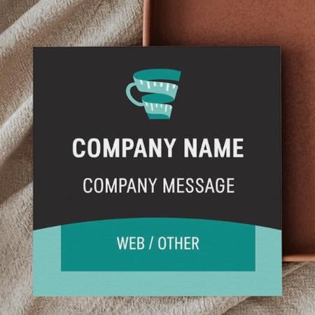 Modern Blue Cup Customized Square Visiting Card