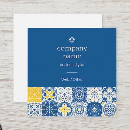 Floral Blue Design Customized Square Visiting Card