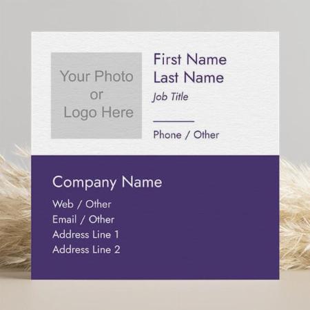 Modern & Simple Purple And White Customized Square Visiting Card