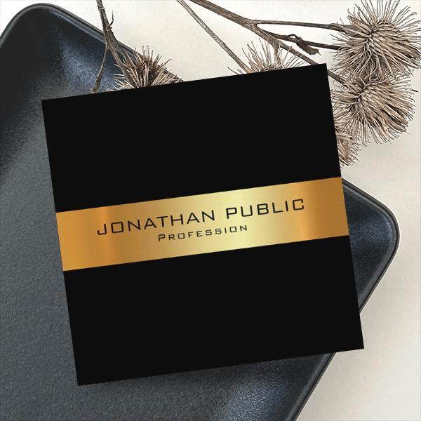 Buy Modern Black And Gold Customized Square Visiting Card | yourPrint