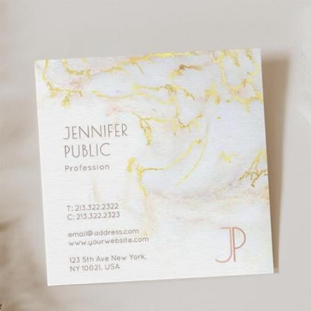 Elegant Gold Marble Modern Trendy Design Customized Square Visiting Card
