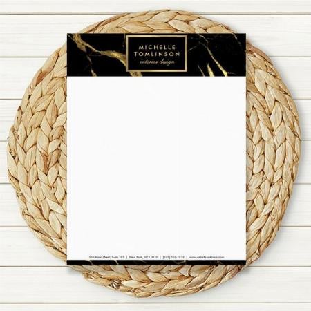 Black and Gold Marble Design Customized Printed Letterheads