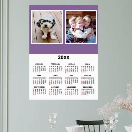Purple  Modern Photo Collage Customized Photo Printed Poster Calendar