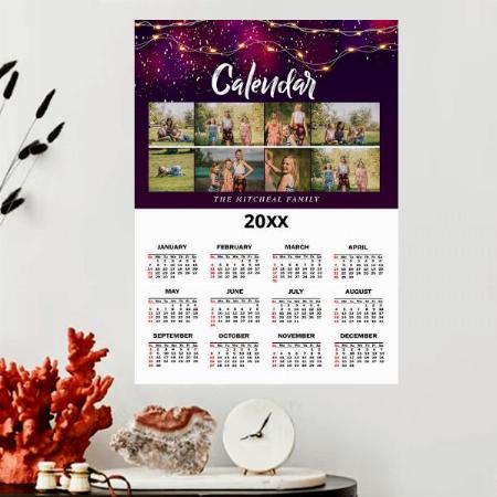 Purple Pink Gradient Pattern Customized Photo Printed Poster Calendar