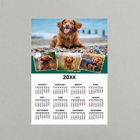 Modern Green Pet Photo Collage Customized Photo Printed Poster Calendar