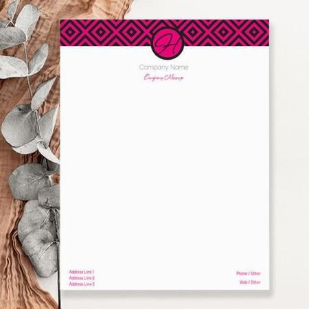 Black And Pink Geometric Pattern Design Customized Printed Letterheads