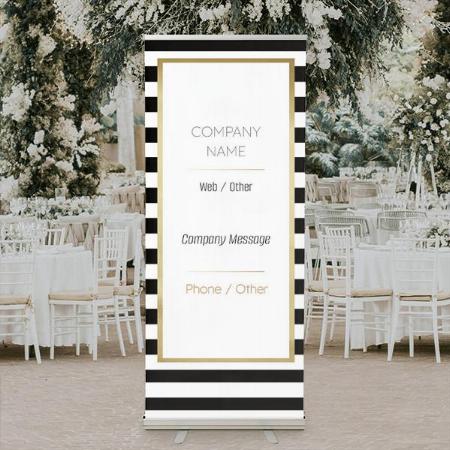 Black And White & Gold Pattern Design Customized Photo Printed Roll Up Standee Banner
