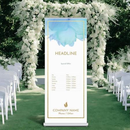Blue Watercolor Design Customized Photo Printed Roll Up Standee Banner