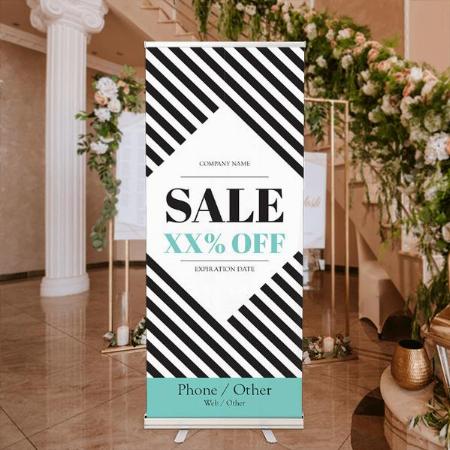 Black And White Line Pattern Design Customized Photo Printed Roll Up Standee Banner
