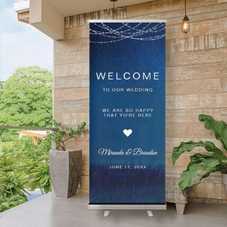 Elegant Rustic Wedding Welcome Customized Photo Printed Roll Up Standee Banner