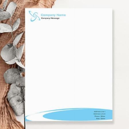 Blue Curve Line Design Customized Printed Letterheads