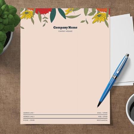 Watercolor Floral Design Customized Printed Letterheads