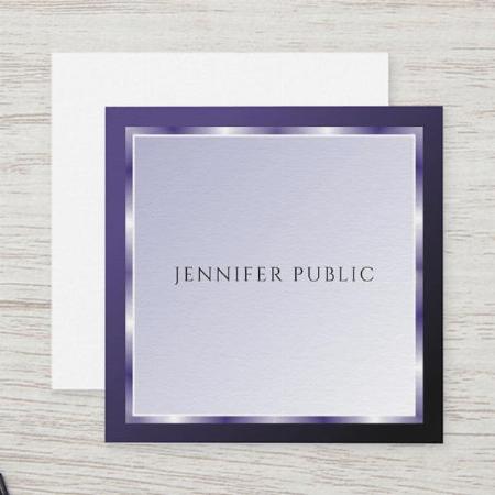 Modern Professional Elegant Purple Customized Square Visiting Card