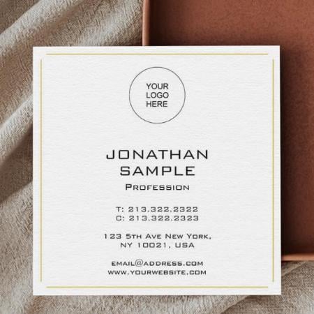 Professional Elegant Simple Gold White Customized Square Visiting Card