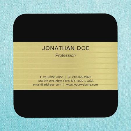 Modern Professional Creative Gold Striped Customized Square Visiting Card