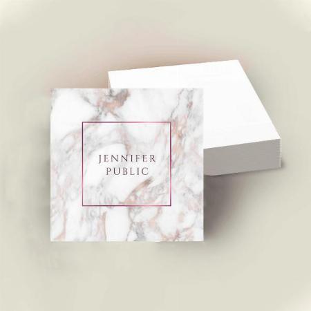 Elegant Rose Marble Modern Design Customized Square Visiting Card