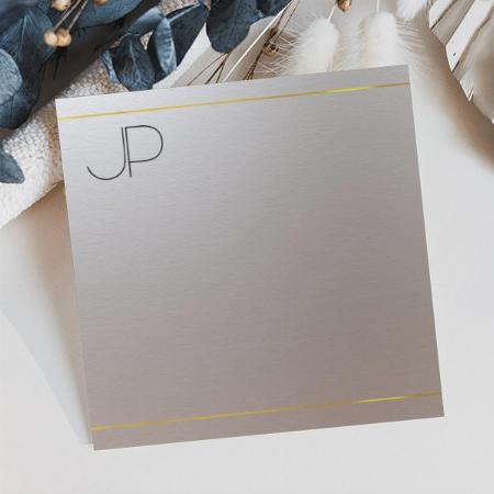 Modern Elegant Professional Grey Faux Gold Customized Square Visiting Card