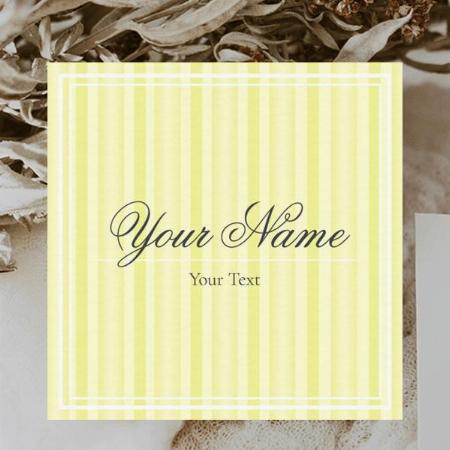 Yellow White Line Strip Design Customized Square Visiting Card