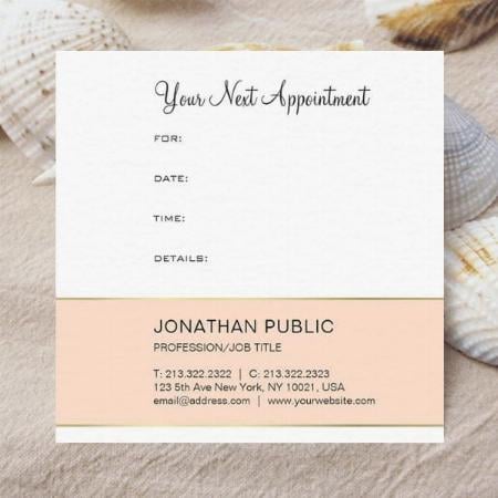 Modern Gold Pink Customized Square Visiting Card