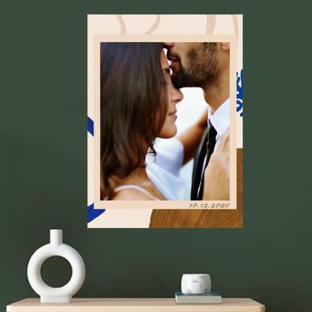 Abstract Modern Art Beige Blue Photo  Customized Photo Printed Vertical Portrait Poster