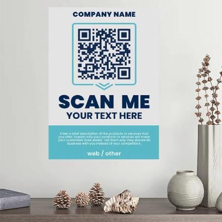 Modern Blue Pink QR Code Customized Photo Printed Vertical Portrait Poster