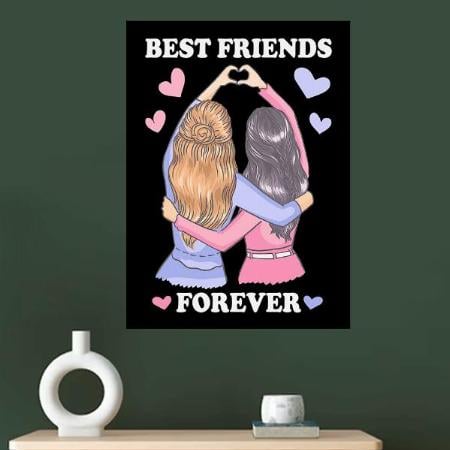 Best Friends Foreve Cartoon Design Customized Photo Printed Vertical Portrait Poster