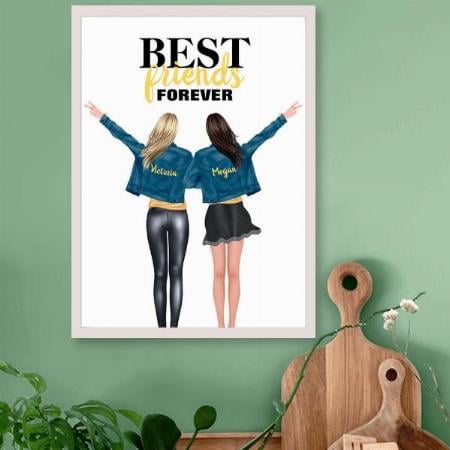 BFF Best Friends Forever Cartoon Design Customized Photo Printed Vertical Portrait Poster