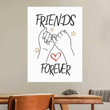 Friends Forever Red Heart Design Customized Photo Printed Vertical Portrait Poster