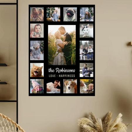 Family Photo Collage 15 Pictures Design Customized Photo Printed Vertical Portrait Poster