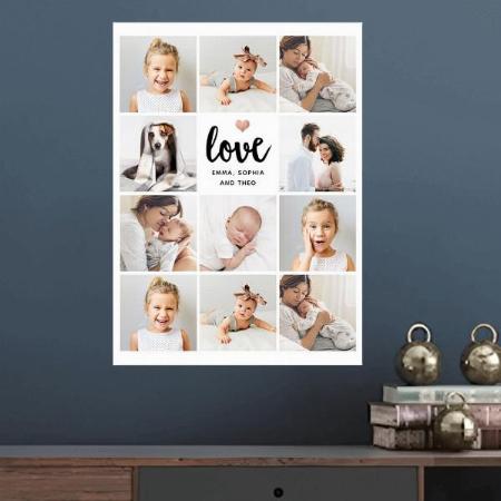 Simple And Photo Collage Love with Heart Customized Photo Printed Vertical Portrait Poster