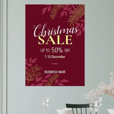 Red Christmas Gold Pink Leaf Design Customized Photo Printed Vertical Portrait Poster
