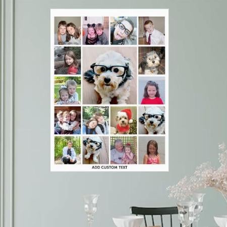 Photo Collage with 17 Photos Customized Photo Printed Vertical Portrait Poster