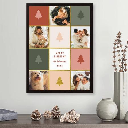 Pastel & Gold Christmas 5 Photo Collage Customized Photo Printed Vertical Portrait Poster