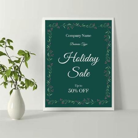 Christmas Green Leaf Design Customized Photo Printed Vertical Portrait Poster