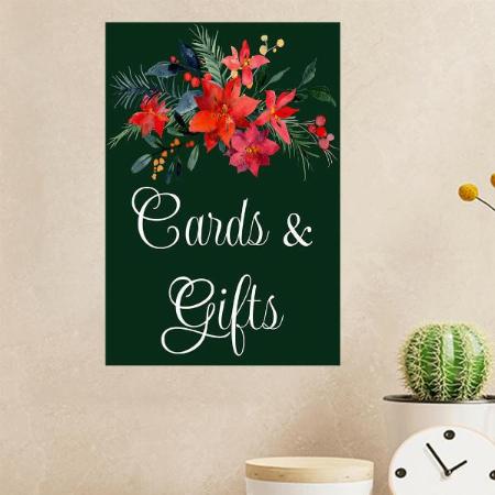 Elegant Green Floral Christmas Customized Photo Printed Vertical Portrait Poster