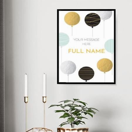 Black And Gold Balloon Design Customized Photo Printed Vertical Portrait Poster