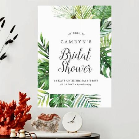 Wild Tropical Palm Bridal Shower Customized Photo Printed Vertical Portrait Poster