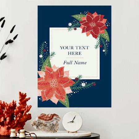 Premium Vector Merry christmas Flowers Frame Customized Photo Printed Vertical Portrait Poster