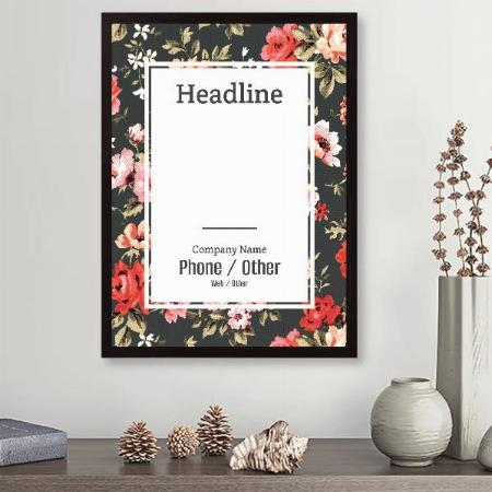 Floral Pattern Design Customized Photo Printed Vertical Portrait Poster