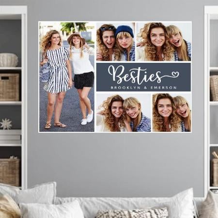 Besties Photo Collage Customized Photo Printed Horizontal Landscape Poster