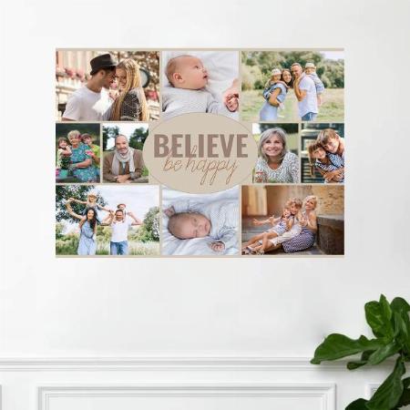 Believe Be Happy Multi Picture Design Customized Photo Printed Horizontal Landscape Poster